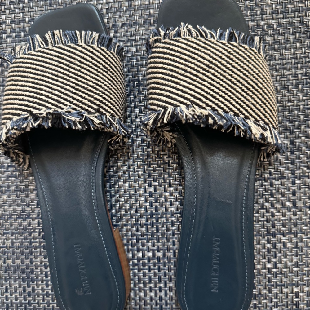 J. McLaughlin Blue and Cream Sandals